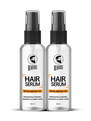 Beardo Hair Serum (50 ml x 2) | Serum for men | Serum for hair smoothing | Argan Oil & Almond Oil | Adds Shine | Daily use| For All Hair Types | Frizz free hair Beardo Hair Serum (50 ml x 2) | Serum for men | Serum for hair smoothing | Argan Oil & Almond