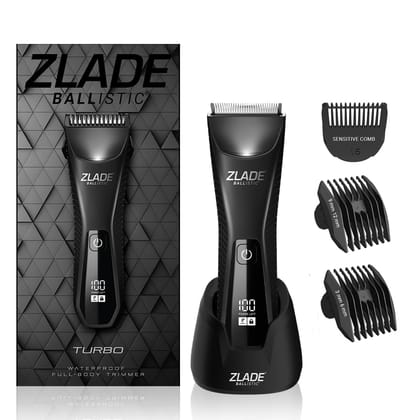 Zlade Ballistic Turbo 3.0 Full Body Trimmer for Men, Beard, Balls, Pubic Hair & Private Parts | IPX7 Waterproof | 7000 RPM 2-Speed Motor | Wireless + USB-C Charging | 90 Min Runtime Zlade Ballistic Turbo 3.0 Full Body Trimmer for Men, Beard, Balls, Pubic