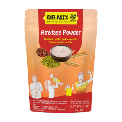 DR. MIX Nutritious Amylase Powder, Contains Enzymes And Probiotics, Improves Digestion, Increases Absorption Of Nutrients | Decreases Thickness Of Food, 250 gm