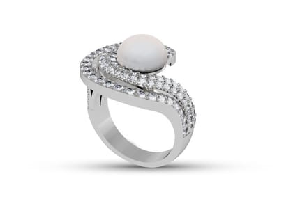 Surreal Pearl Orb Ring