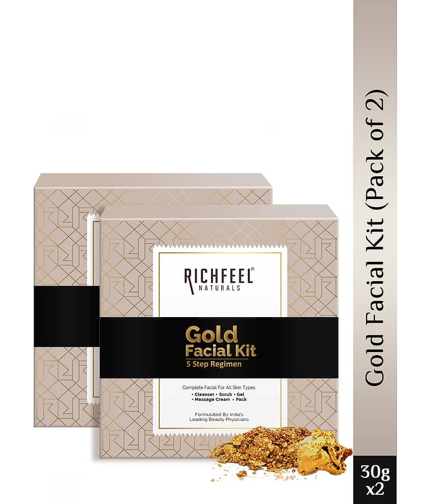 Richfeel Gold Facial 1 Time Use Facial Kit For Normal Skin Gold 2 ( Pack of 2 )
