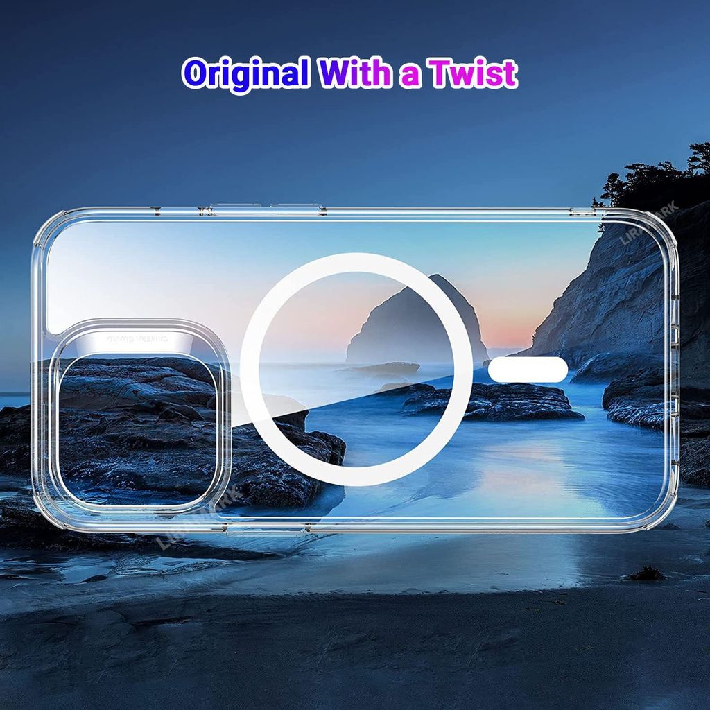 LIRAMARK Magnetic Protective Clear Case Compatible with Magsafe for Apple iPhone 14 Pro (6.1 inch) (Transparent)