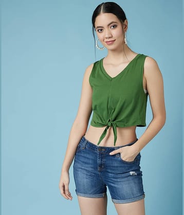 Chimpaaanzee Women's Cotton Knot Front Top ( Green )