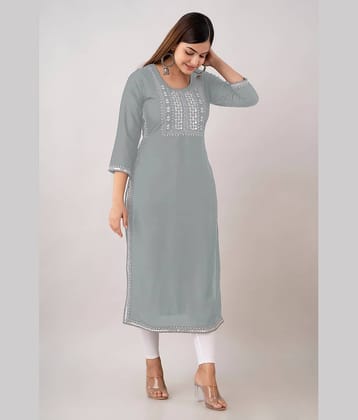 Kapadia - Grey Rayon Women's Straight Kurti ( Pack of 1 )