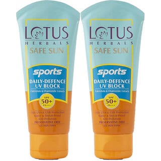 Lotus Herbals Safe Sun Sports Daily-Defence Uv Block Spf 50 Pa+++ Water Resistant  Sweat Resistant 40G (Pack Of 2)
