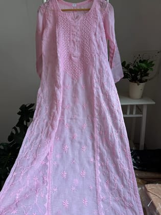 Kota Soft Cotton Chikankari Kurti -  Pink-Pink / cotton / S