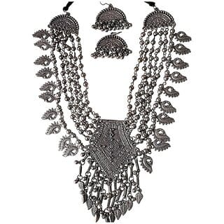 Fashions Oxidised Layered Necklace with Earrings for girls or womens.
