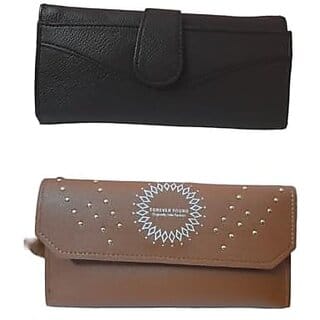 Ladies Purse Women And Girls Wallet  Combo Pack - Multicolor (Black)
