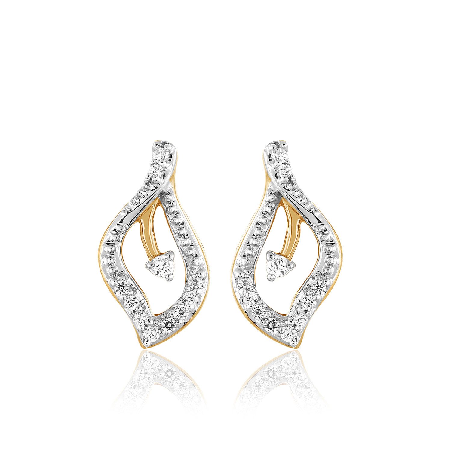 Senco Gold Dancing Diamond Studs (1.9 gram / 0.1 Ct / HI-SI / 14K Yellow Gold)