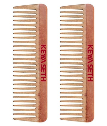 Keya Seth Aromatherapy Neem Wooden Comb Wide tooth Comb Pack of 2