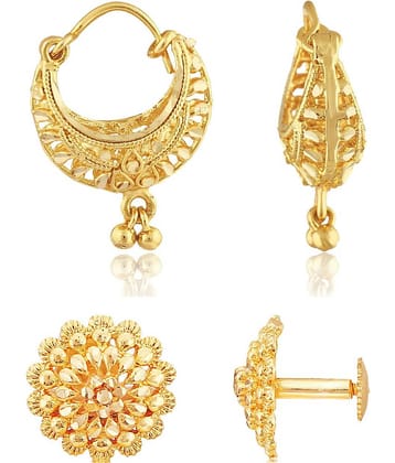 Vighnaharta Traditional South Trend Alloy 1gm Gold Plated Earring Combo set.