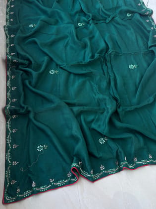 Pure upada silk fabric with beautiful  hand mirror kadhana boder work  saree  cantrast full heavy work  bp all colour newwork Quality suppr Saree