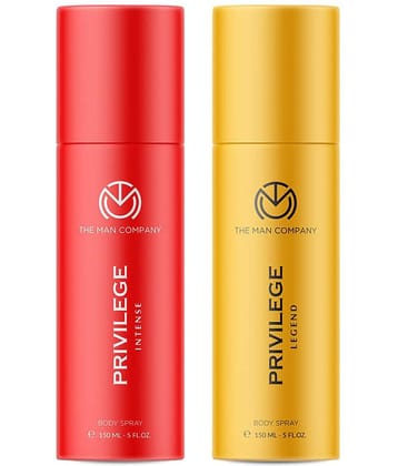 The Man Company Privilege Deodorants for Men - Legend & Intense| Premium Fragrance Body Spray | Long-Lasting Smell | Everyday Use Deo - (150ml* 2)