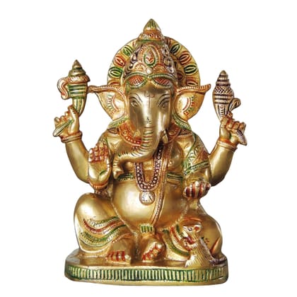 Brass Showpiece Ganesh Ji God Idol Statue (BSMAS1062 G)