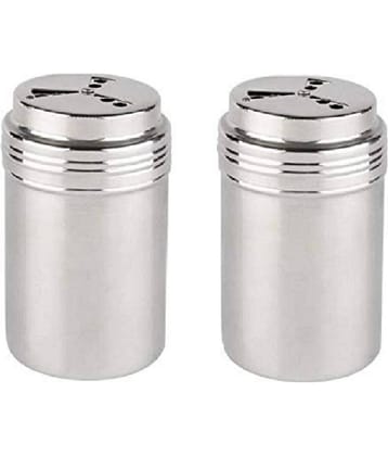 Dynore Multi shaker Steel Silver Spice Container ( Set of 2 )