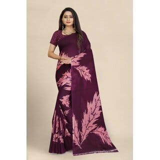 SVB Purple Georgette Printed Saree with Blouse - Elegant & Lightweight Ethnic Wear