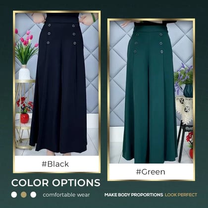 Cool and Slim Stylish Gauchos and Palazzo Pants-Black / S