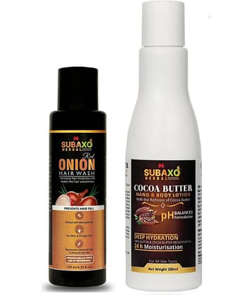 Herbal Red Onion Hair Wash Shampoo 120 Ml & Cocoa Butter Body Lotion 200 Ml