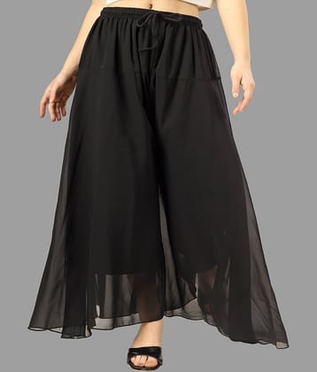 Aadrika White Georgette Flared Women's Palazzos ( Pack of 1 )