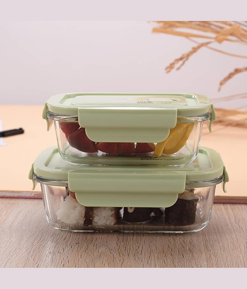 ATIPRIYA Borosilicate 1110 ml Glass Multicolor Multi-Purpose Container ( Set of 2 )