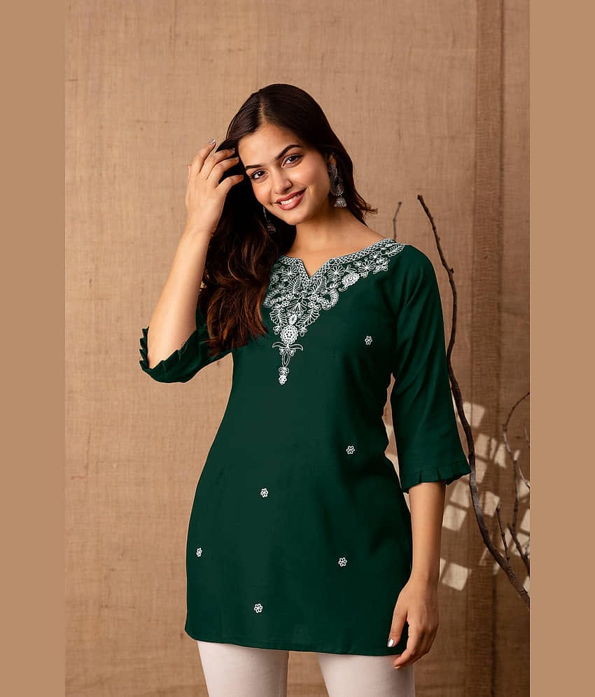 Kapadia Women's Rayon Regular Top ( Green )