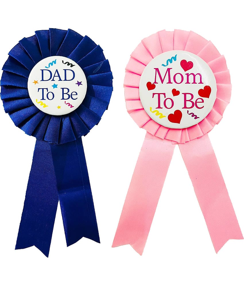 Zyozi ® Baby Shower Decorations Kit | Mom To Be Badge & Dad To Be Badge | Baby Shower Button Badges | Baby Shower Decoration Item (Pack Of 2)