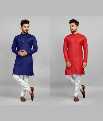Fashionfricks Muticolor Cotton Blend Men's Regular Kurta ( Pack of 2 )