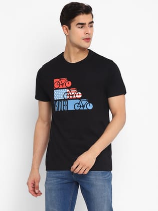 100% Cotton Printed T-Shirt (CLEARANCE - NO EXCHANGE NO RETURN)-M / Black