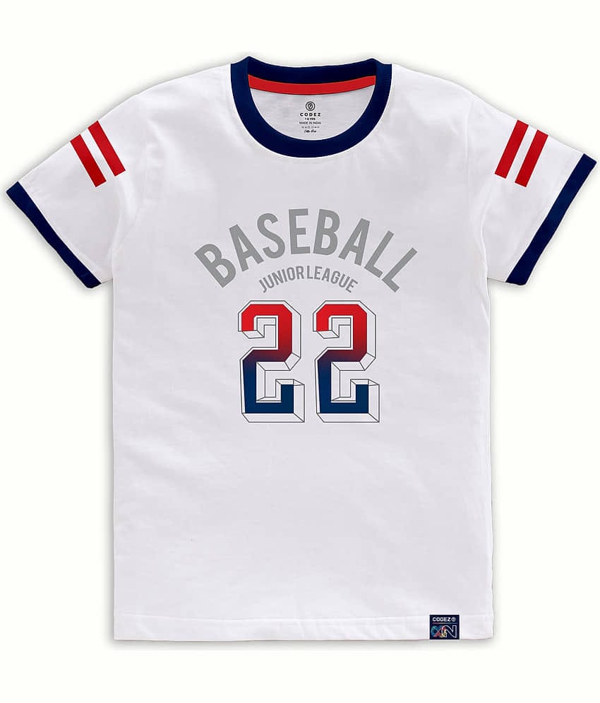 CODEZ Pack of 1 Boys Cotton Blend T-Shirt ( White )