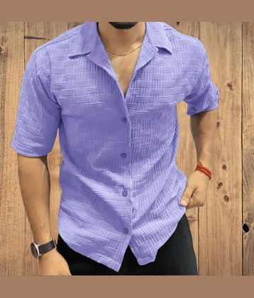 DEARISE Cotton Blend Regular Fit Self Design Half Sleeves Men's Casual Shirt - White ( Pack of 1 )