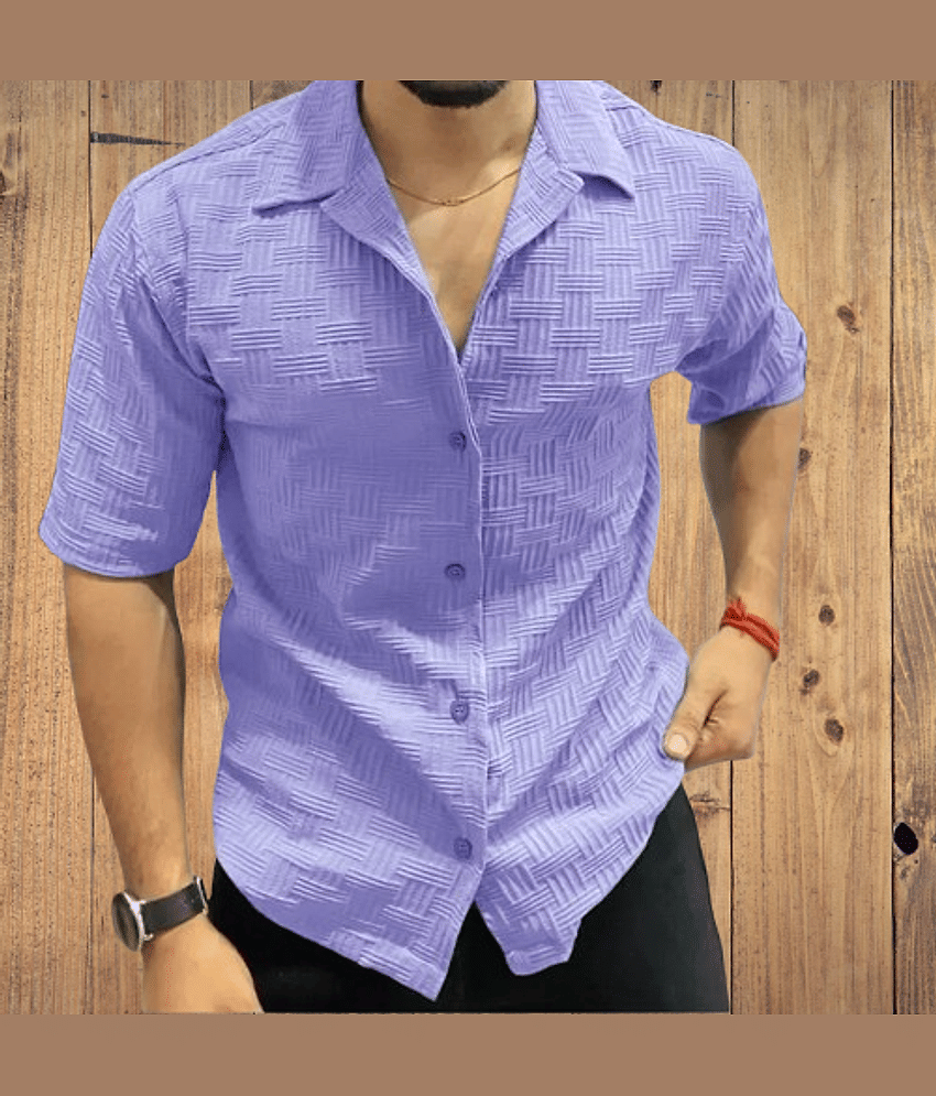 DEARISE Cotton Blend Regular Fit Self Design Half Sleeves Men's Casual Shirt - White ( Pack of 1 )