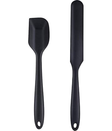 Baskety Silicone Mixing and Cream Jar Knife Spatula ( Pack of 2,Black )