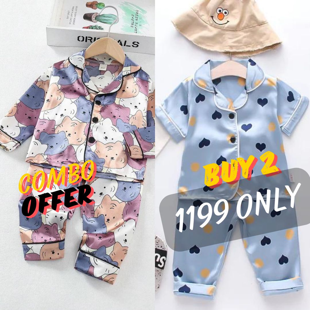 2 NIGHT SUITS COMBO FOR BOYS AND GIRLS (Printed)-1-2 YEARS