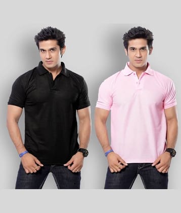 SKYRISE Pack of 2 Cotton Blend Slim Fit Solid Half Sleeves Men's Polo T Shirt ( Multicolor )