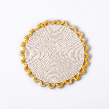 Crimson-Edged Jute Tabletop Collection- S