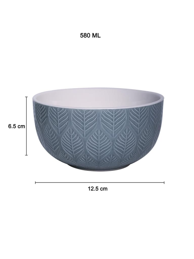 Lagoon Ceramic Bowl - 580Ml, Leaf Pattern