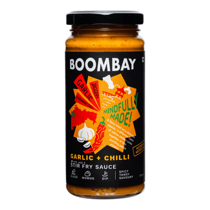 BOOMBAY Garlic + Chilli Stir Fry Sauce - Use it in your Sandwich or as a Dip, with Noodles or Burgers or Momos, Marinade for Vegetables, 250 gm