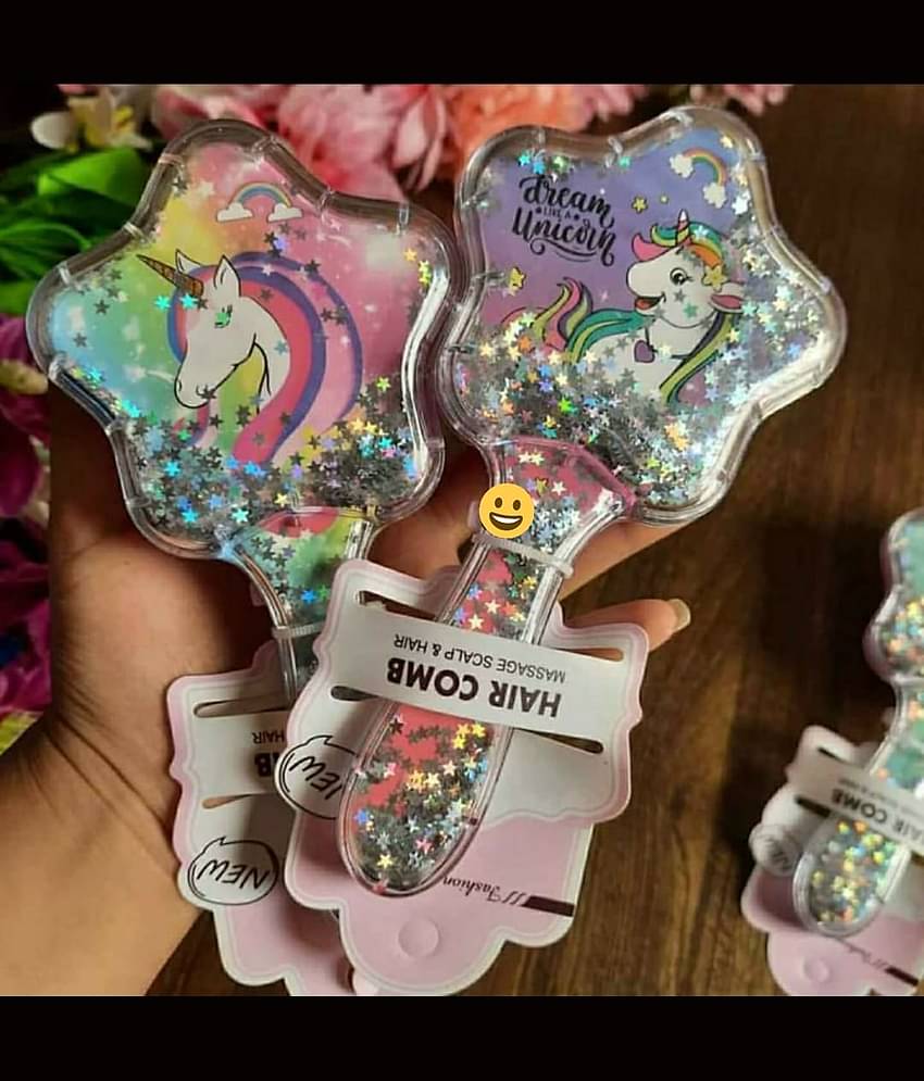 Unicorn Hair brushes |Unicorn Star Shaped Novelty Glittery Star Brush Comb Hairbrush for Kids | Multicolour