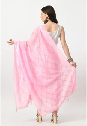 Women's Chanderi Self Degine Dupatta (Pink)-PID51264