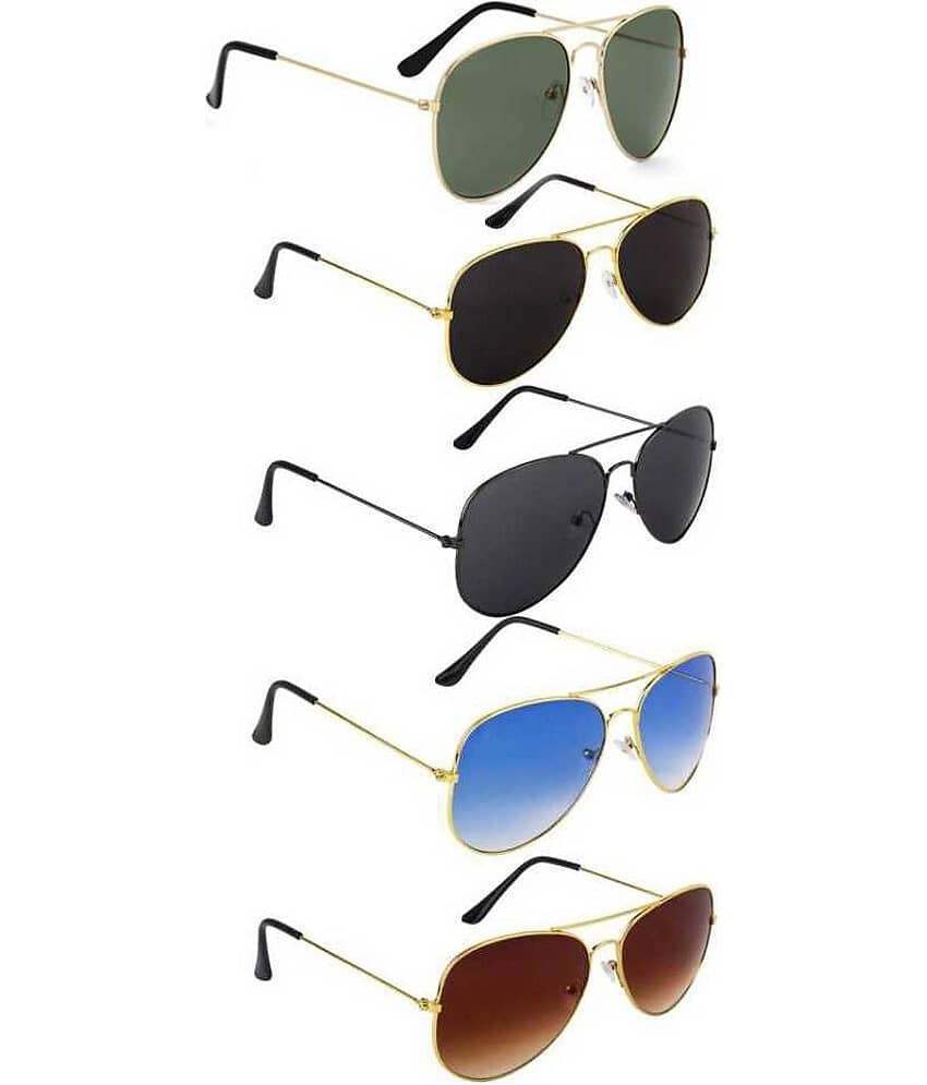Elligator Gold Oval Sunglasses ( Pack of 5 )