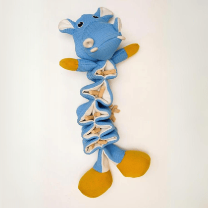 Furry Castle Knitted Hippo Dog Toy: Durable Polyester Treat and Soft Rope Puzzle Toy