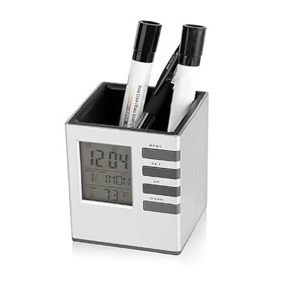 Clock Pen Holder - Multifunctional Desk Organizer with Built-in Clock | Stylish & Practical Office Accessory