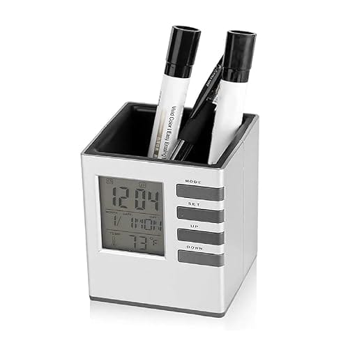 Clock Pen Holder - Multifunctional Desk Organizer with Built-in Clock | Stylish & Practical Office Accessory