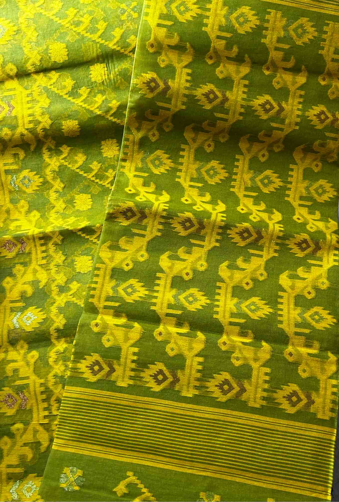 Bengal Jamdani in Green & Yellow