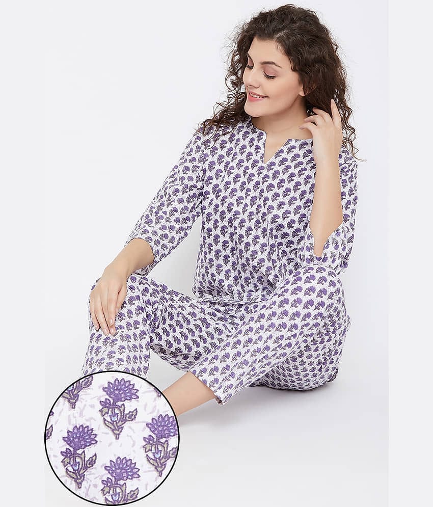 Clovia Cotton Nightsuit Sets - Multi Color Pack of 2