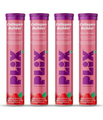 Plix Collagen Builder Effervescent For Improved Skin Elasticity & AntiAgeing(4 x 15 Tablets)