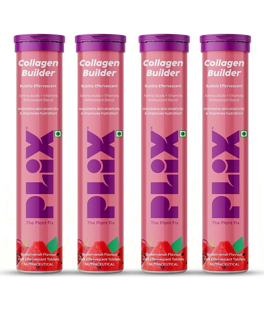 Plix Collagen Builder Effervescent For Improved Skin Elasticity & AntiAgeing(4 x 15 Tablets)