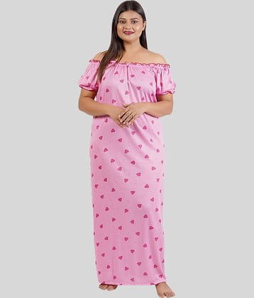 Gutthi - Pink Hosiery Women's Nightwear Nighty & Night Gowns ( Pack of 1 )