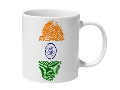 Multicolor Indian Fingerprint Baground Ceramic Mug