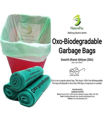 Naturepac Garbage Bags Biodegradable Premium Green Large Size 60 Cm X 81 Cm / 24x32 Inches, (45 Bags)